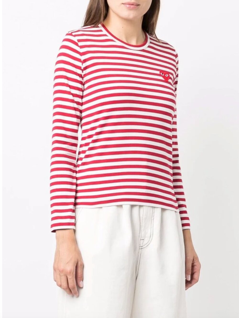 Comme Des Garçons Play Heart-Motif Striped Top